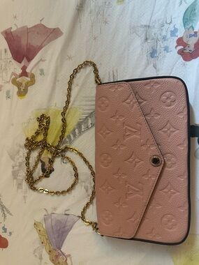 Louis Vuitton Blush Pink Monogram Embossed Crossbody with Gold Chain